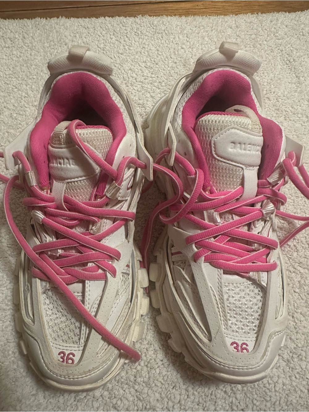 Balenciaga White and Pink Women's Chunky Sneakers